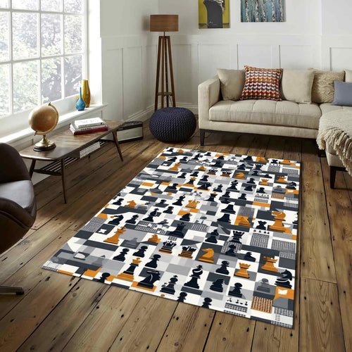 Chess Rug, Queens Gambit Rug, Modern Rug, Area Rug, 6x8 Rug