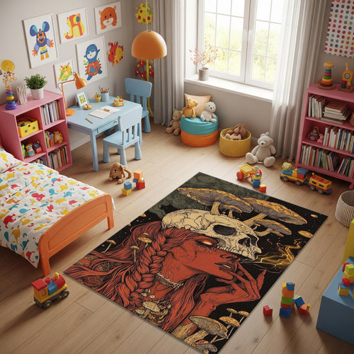 Skull Rug Art Rug Gothic rug Nonslip Rug Modern Rug 8x10 Rug Area