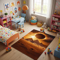 Solar eclipse Rug Camels rug Nonslip Rug Modern Rug 8x10 Rug Area