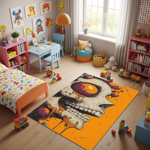 Skull Rug Art Rug Gothic rug Nonslip Rug Modern Rug 8x10 Rug Area