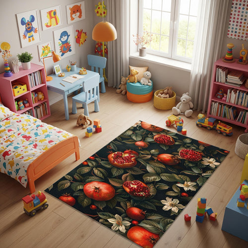 Gothic Forestcore Vintage Pomegranate Rug Botanical Goblincore