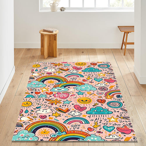 Rainbow Rug Kids Play Rug Nursery Decor Playground Carpet Kids