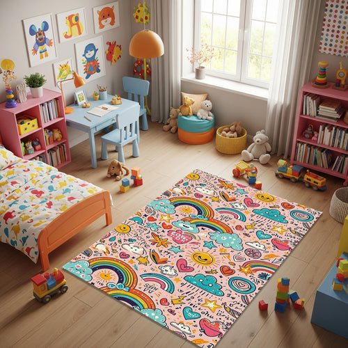 Rainbow Rug Kids Play Rug Nursery Decor Playground Carpet Kids
