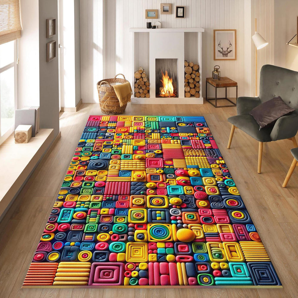 Puzzle Rug Abstract rug Rothko Style Non-Slip Washable Art Rug