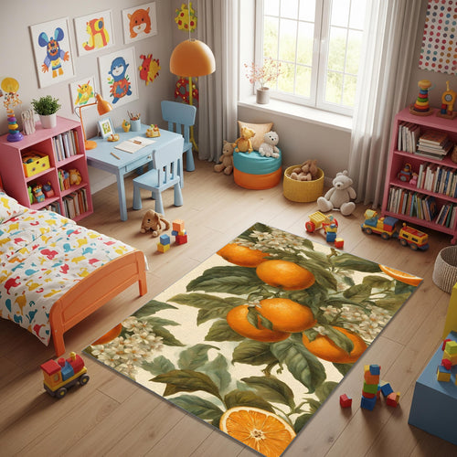 Orange Rug Art Rug Nonslip Rug Modern Rug 8x10 Rug Area Rug