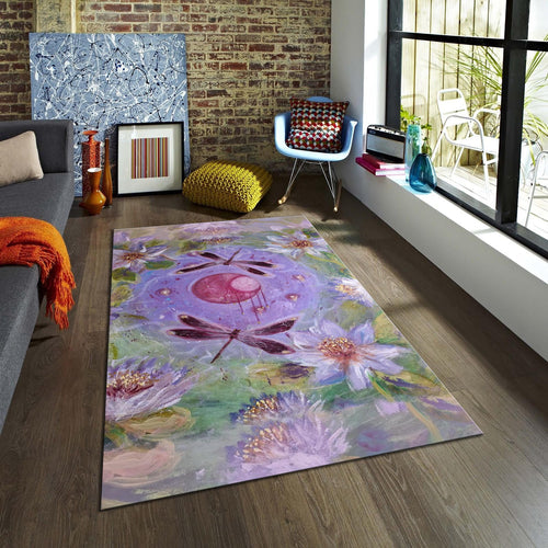 Dragonfly Rug Floral Rug Abstract rug Non-Slip Washable Art Rug
