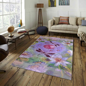Dragonfly Rug Floral Rug Abstract rug Non-Slip Washable Art Rug