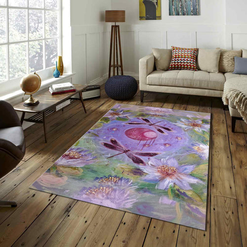 Dragonfly Rug Floral Rug Abstract rug Non-Slip Washable Art Rug