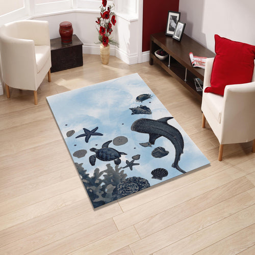 Seashell Rug Sea Turtle Rug Kids Play Rug Nursery Decor Kids Rug