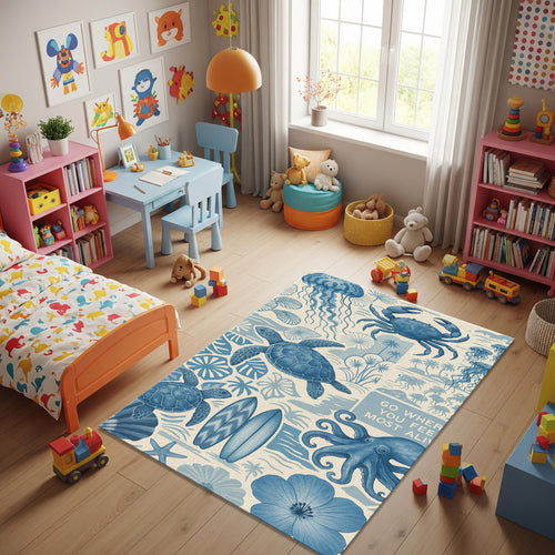 Crab Rug Octopus Rug Sea Turtle Rug Kids Play Rug Nursery Decor