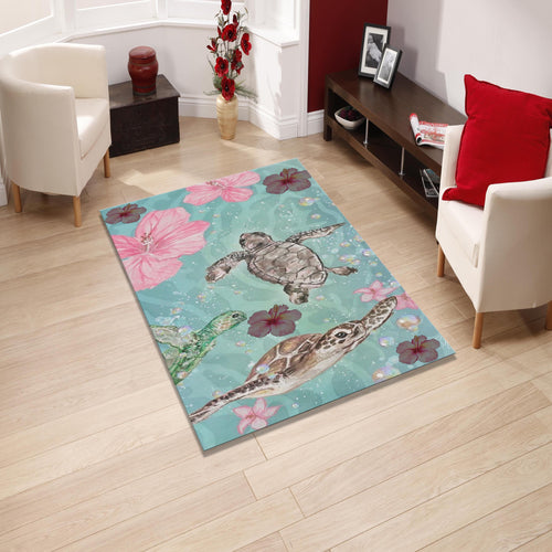 Sea Turtle Rug, Coastal Ocean Theme