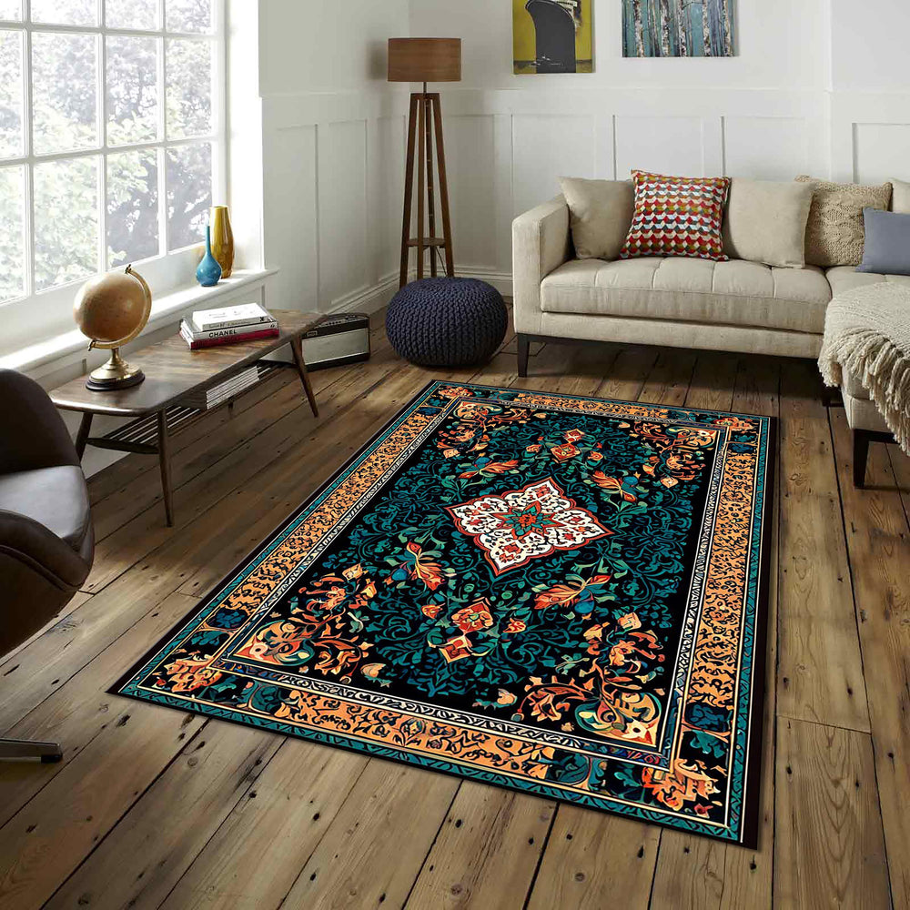Oushak Turkish Kilim Rug, Abstract Forms Accent Carpet