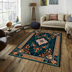 Oushak Turkish Kilim Rug, Abstract Forms Accent Carpet