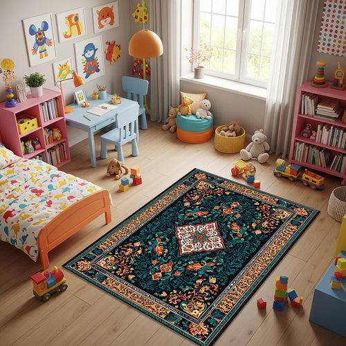 Oushak Turkish Kilim Rug, Abstract Forms Accent Carpet