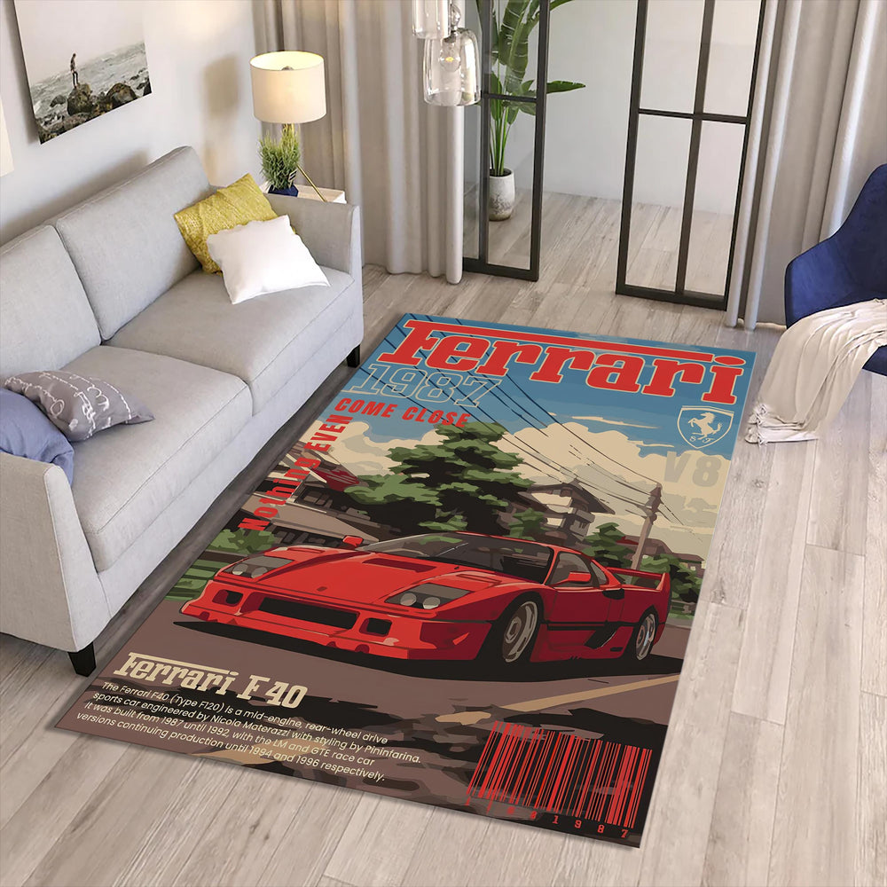 Ferrari F1 Rug Ferrari F40 Rug Formula 1 Racing Carpet for Garage