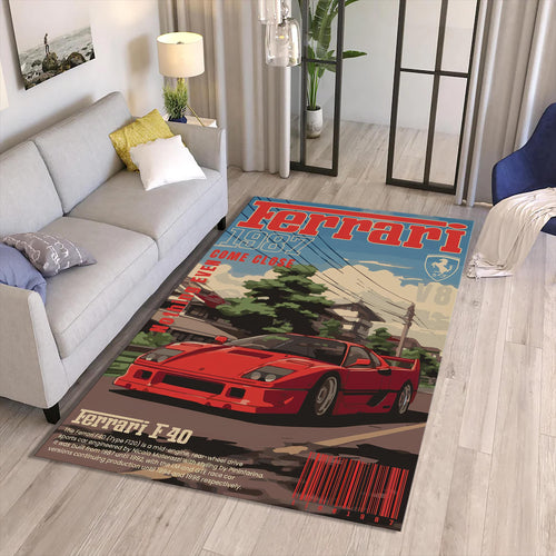 Ferrari F1 Rug Ferrari F40 Rug Formula 1 Racing Carpet for Garage