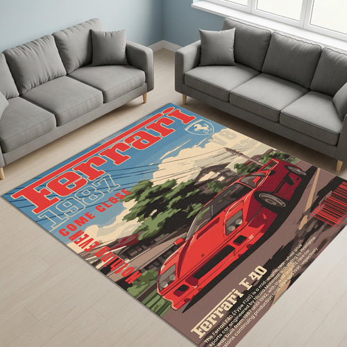 Ferrari F1 Rug Ferrari F40 Rug Formula 1 Racing Carpet for Garage