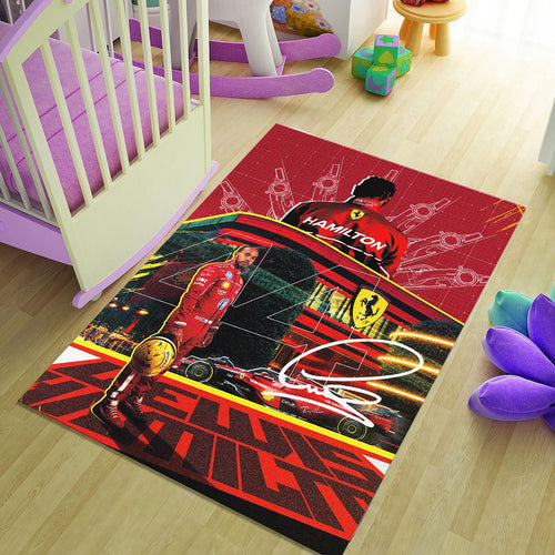 Ferrari F1 Rug Lewis Hamilton Rug Formula 1 Racing Carpet for
