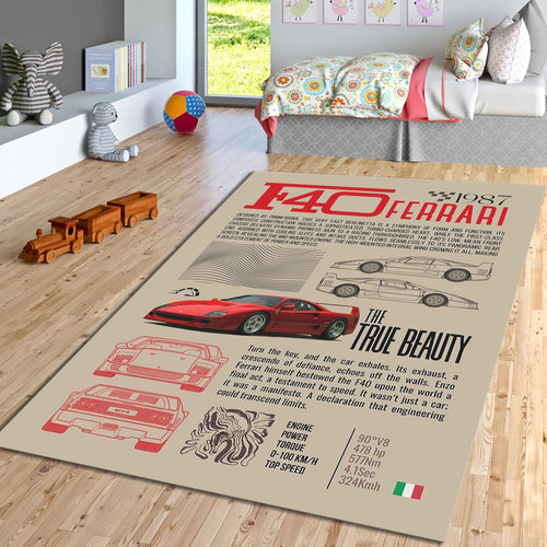 Ferrari F1 Rug Ferrari F40 Rug Formula 1 Racing Carpet for Garage