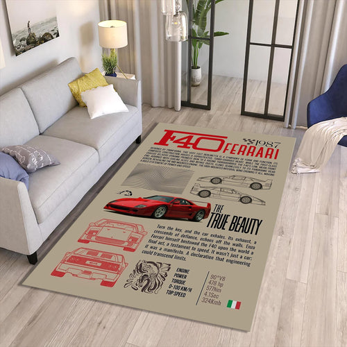 Ferrari F1 Rug Ferrari F40 Rug Formula 1 Racing Carpet for Garage
