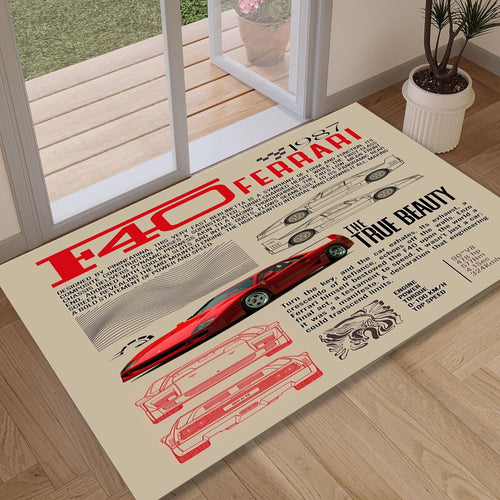 Ferrari F1 Rug Ferrari F40 Rug Formula 1 Racing Carpet for Garage