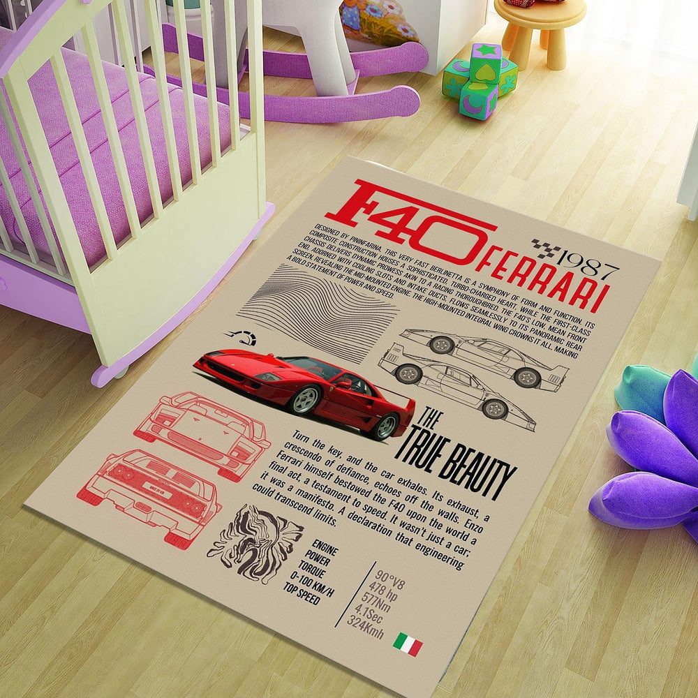 Ferrari F1 Rug Ferrari F40 Rug Formula 1 Racing Carpet for Garage