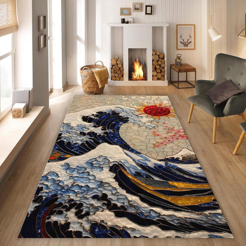 Japanese Hokusai Rug, Modern Abstract rug