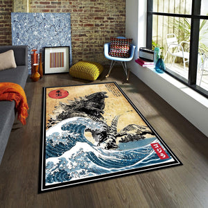 Godzilla Rug, Japanese Hokusai Rug