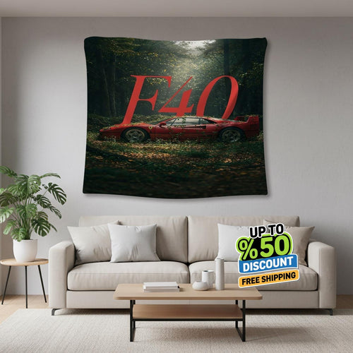 Ferrari F1 Rug Ferrari F40 Tapestry: Car Lover Wall Decor Throw