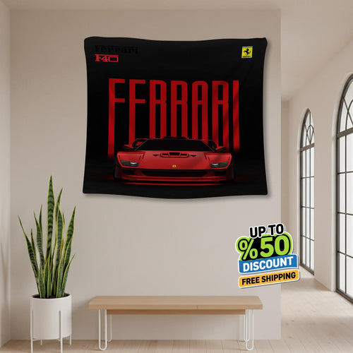 Ferrari F1 Rug, Ferrari F40 Tapestry: Car Lover Wall Art