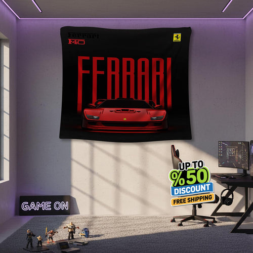 Ferrari F1 Rug, Ferrari F40 Tapestry: Car Lover Wall Art