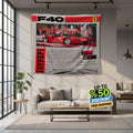 Ferrari F1 Rug, Ferrari F40 Tapestry: Car Lover Wall Art