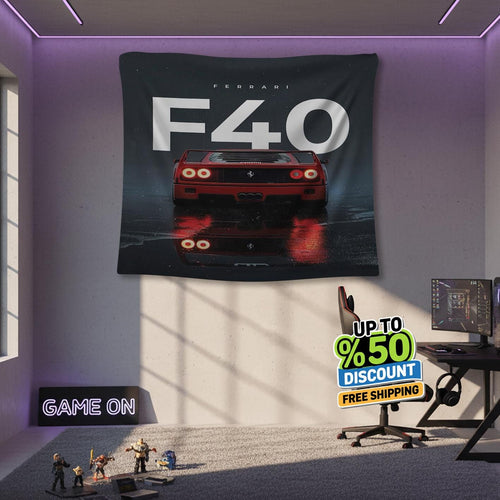 Ferrari F1 Rug, Ferrari F40 Tapestry: Car Wall Hanging