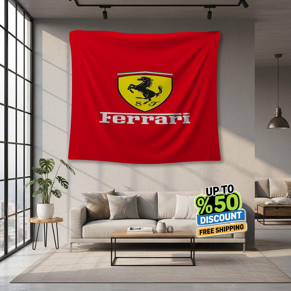 Ferrari F1 Rug, Ferrari Tapestry: Car Wall Hanging