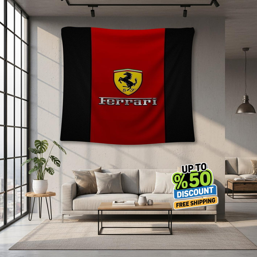 Ferrari F1 Rug, Ferrari Tapestry: Car Lover's Woven Wall Hanging