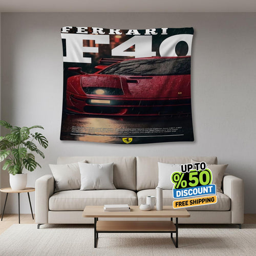 Ferrari F1 Rug Ferrari F40 Tapestry: Car Magazine Cover Wall