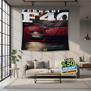 Ferrari F1 Rug Ferrari F40 Tapestry: Car Magazine Cover Wall