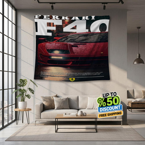 Ferrari F1 Rug Ferrari F40 Tapestry: Car Magazine Cover Wall