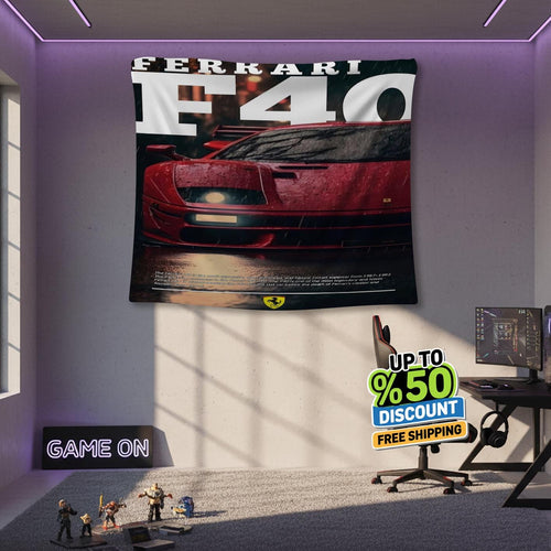 Ferrari F1 Rug Ferrari F40 Tapestry: Car Magazine Cover Wall