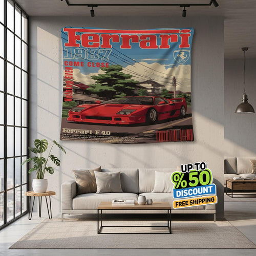Ferrari F1 Rug Ferrari F40 Tapestry: Car Magazine Cover Wall