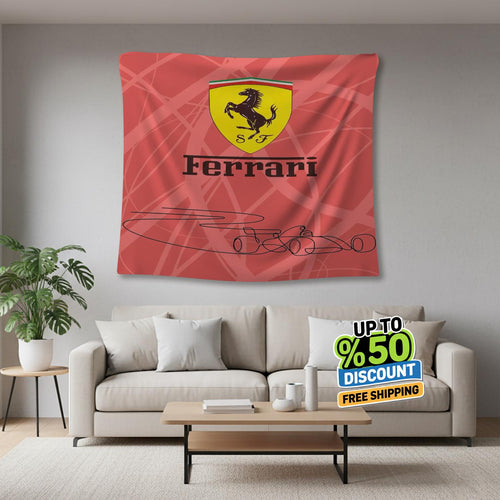 Ferrari F1 Rug, Ferrari Tapestry: Car Lover's Woven Wall Hanging