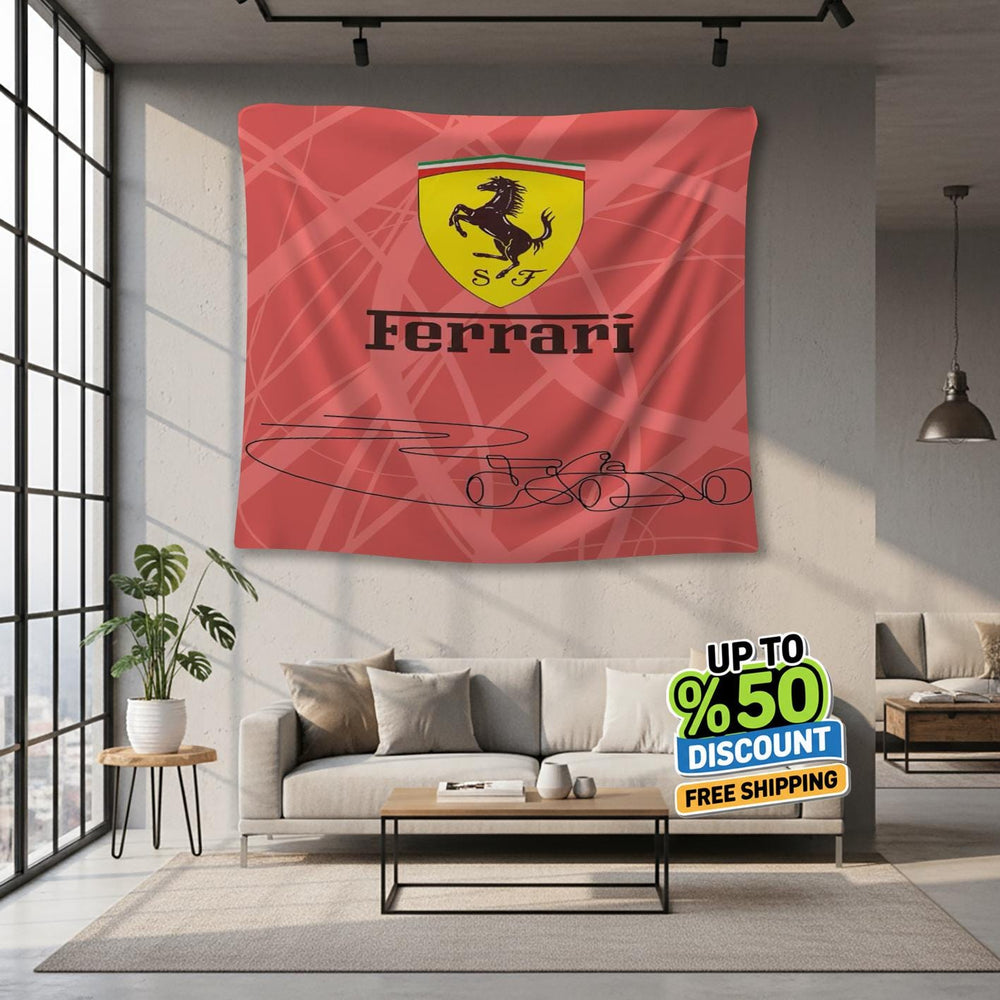 Ferrari F1 Rug, Ferrari Tapestry: Car Lover's Woven Wall Hanging