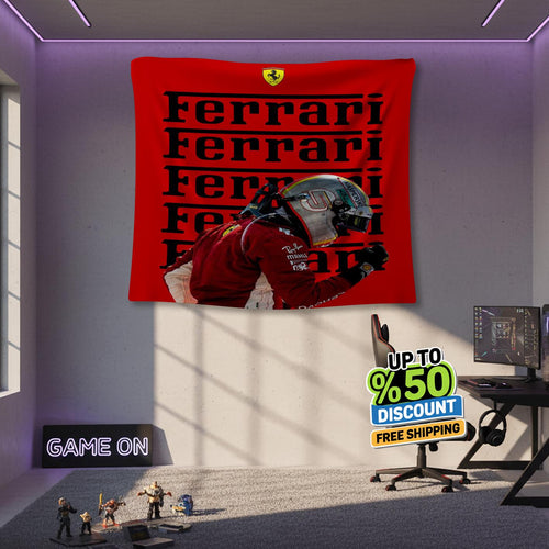 Ferrari F1 Rug, Ferrari F1 Tapestry: Car Racing Wall Art Decor