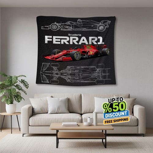 Ferrari F1 Rug, Ferrari Tapestry: Car Wall Hanging