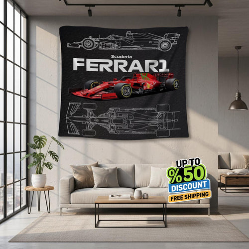 Ferrari F1 Rug, Ferrari Tapestry: Car Wall Hanging