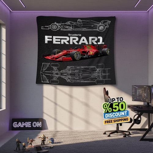Ferrari F1 Rug, Ferrari Tapestry: Car Wall Hanging
