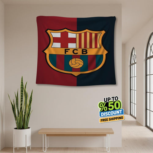 FC Barcelona Rug FC Barcelona Tapestry: Football Club Wall Decor