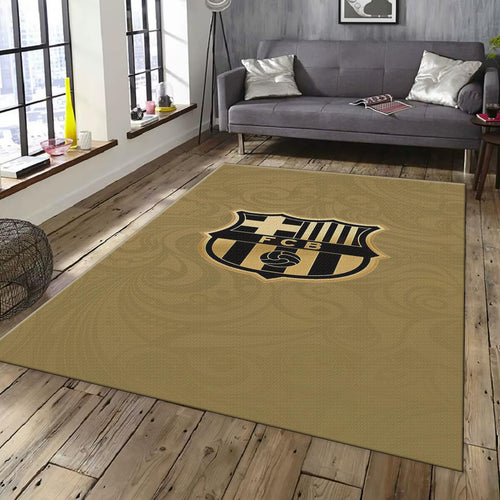 Barcelona Football Rug: Gold Theme Soccer Carpet, Gift for Fans