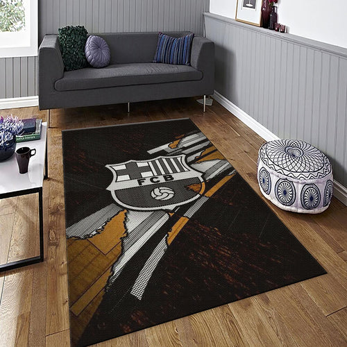 Barcelona Football Rug: Soccer Team Flag, Soft Velvet Carpet