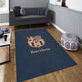 Barcelona Football Team Rug: Blue Soccer Ball Theme